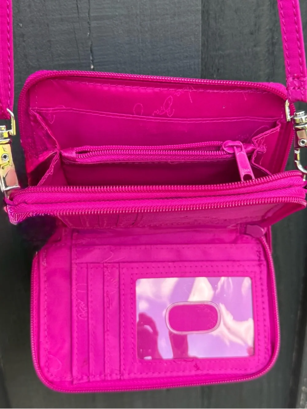 Vera Bradley Hot Pink Quilted Crossbody Wallet - Picture 5 of 12